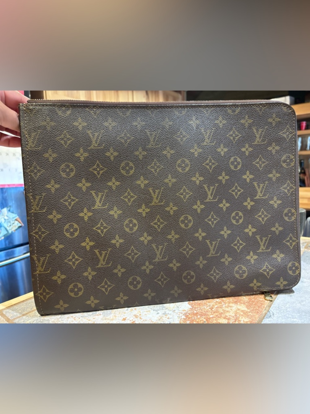 Louis Vuitton Brown Monogram Canvas Men's Zip Pouch